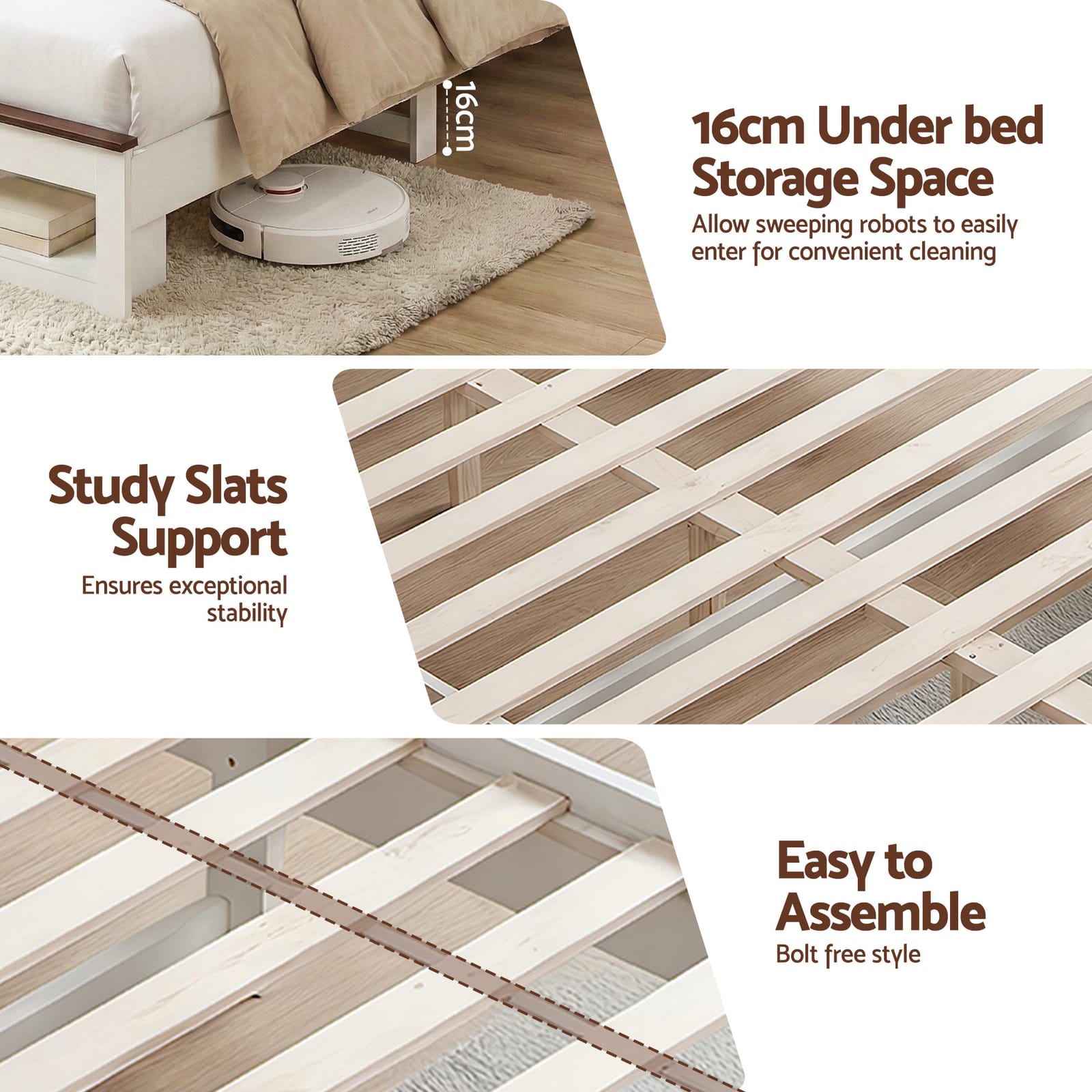 Queen Bed Frame Storage 225x158x120cm
