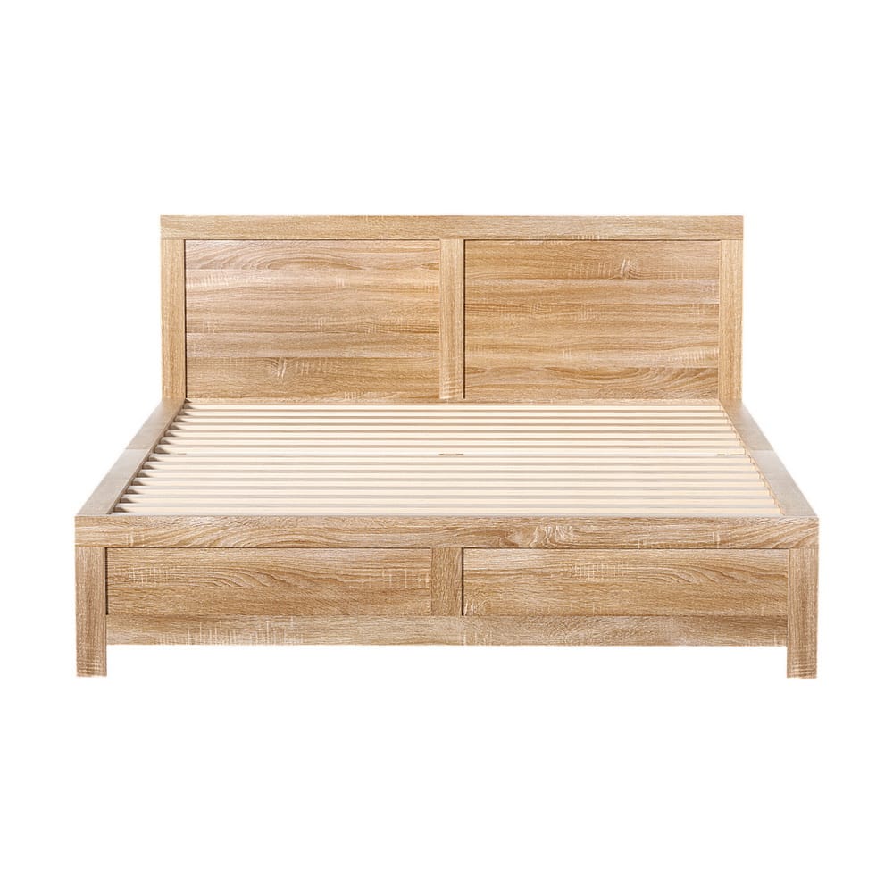 Double Bed Frame Wooden Modern 152x195x90cm