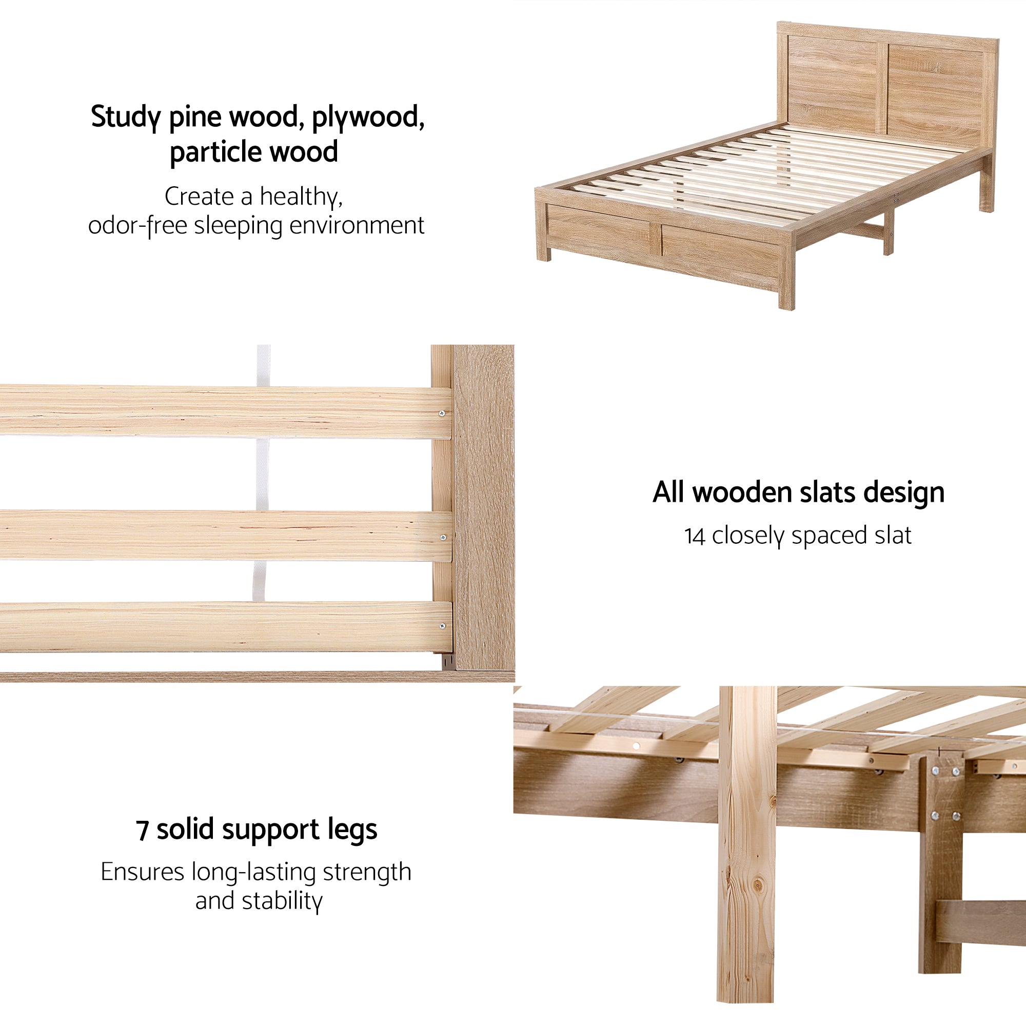 King Single Bed Frame Wooden Acacia | Simpledeals