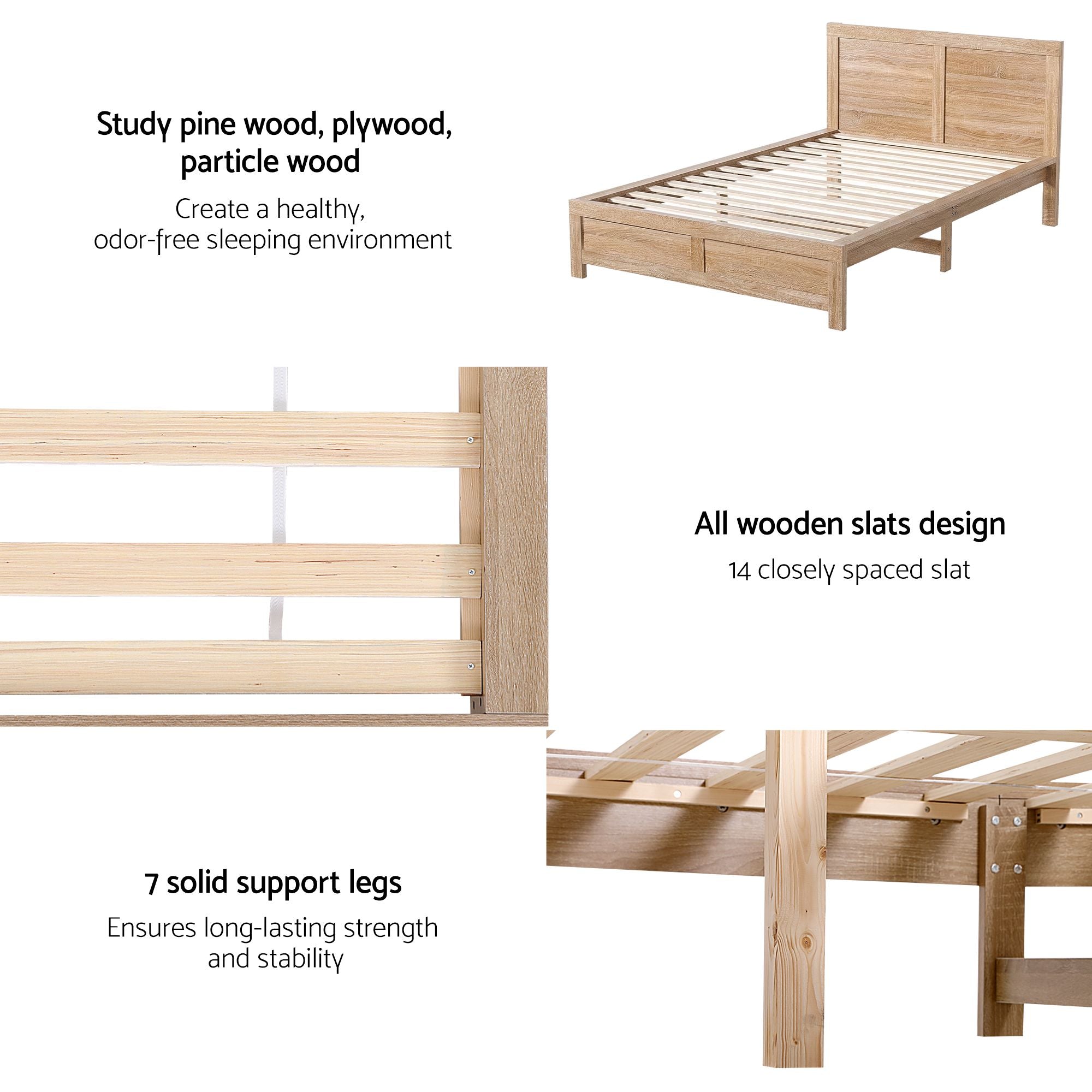 King Single Bed Frame 2 Drawers Storage | Simpledeals