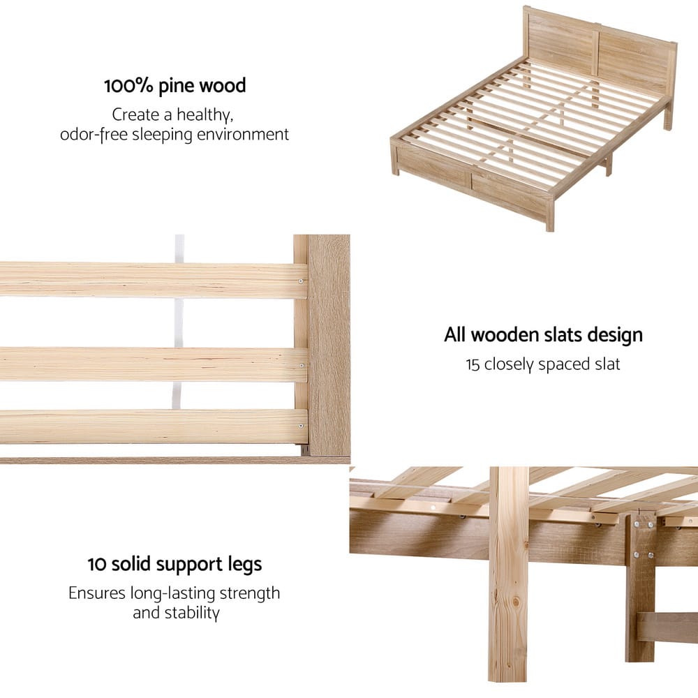 Queen Bed Frame Wooden 168x208x90cm