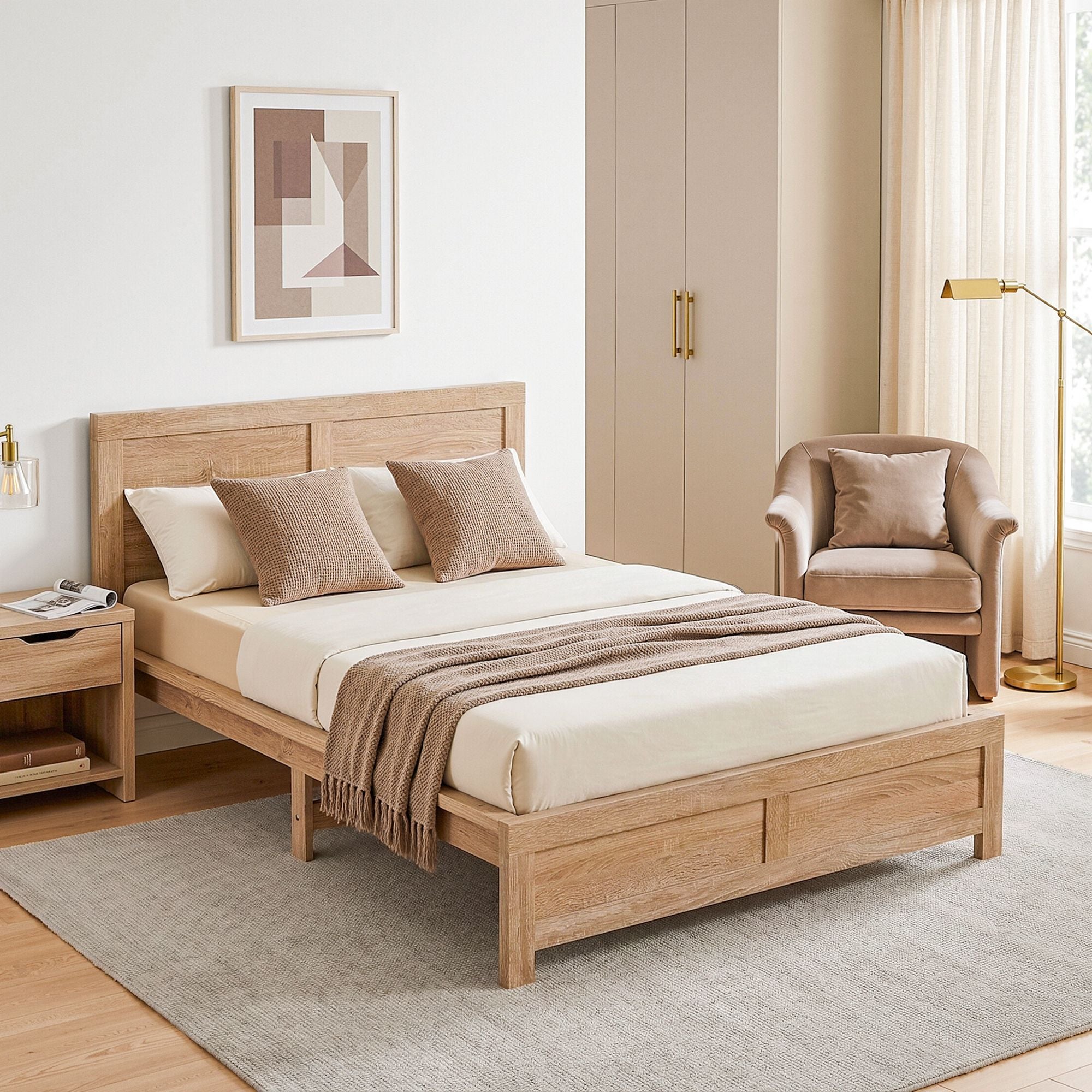 Single Bed Frame Wooden Walnut Timber | Simpledeals