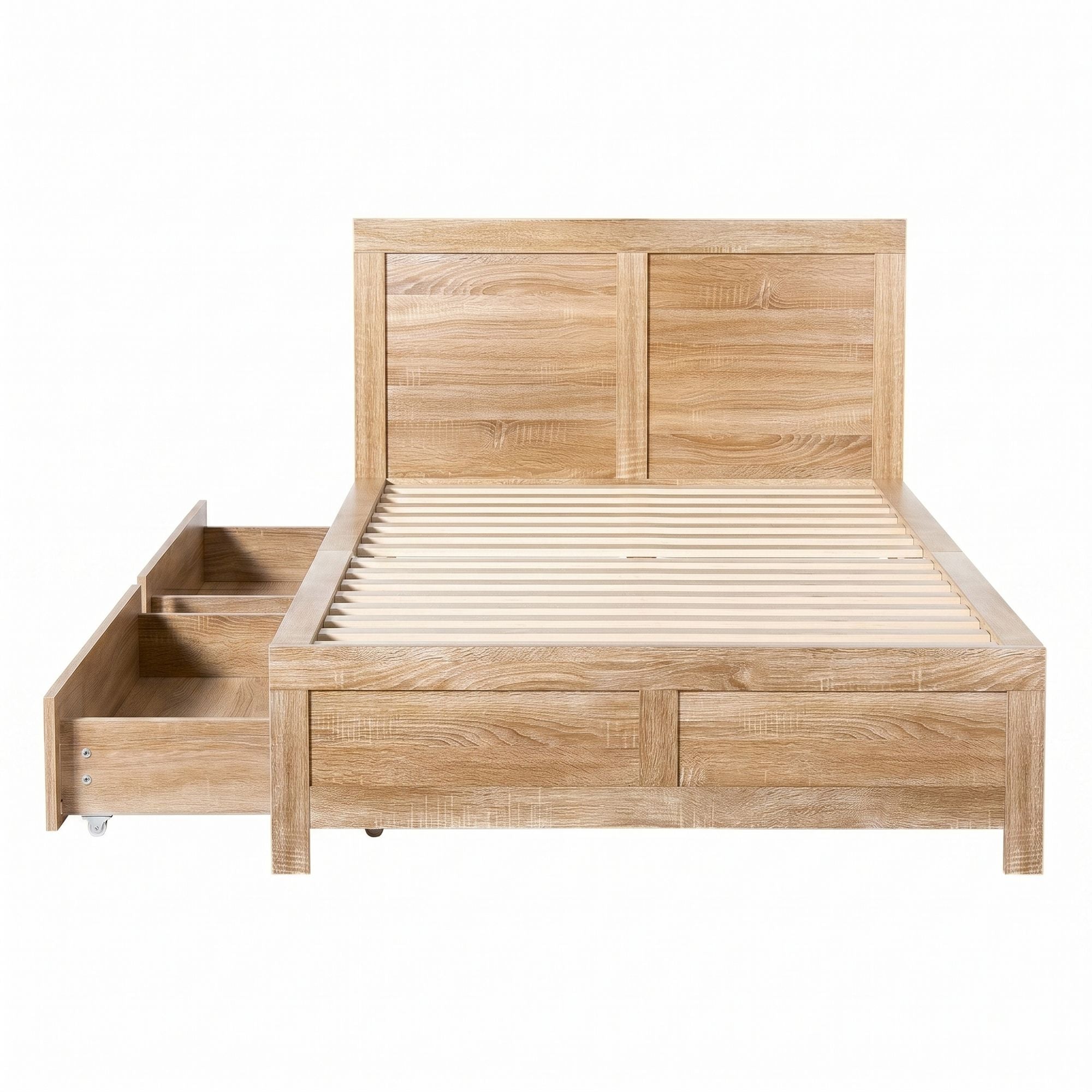 Single Bed Frame Storage Drawers Walnut | Simpledeals