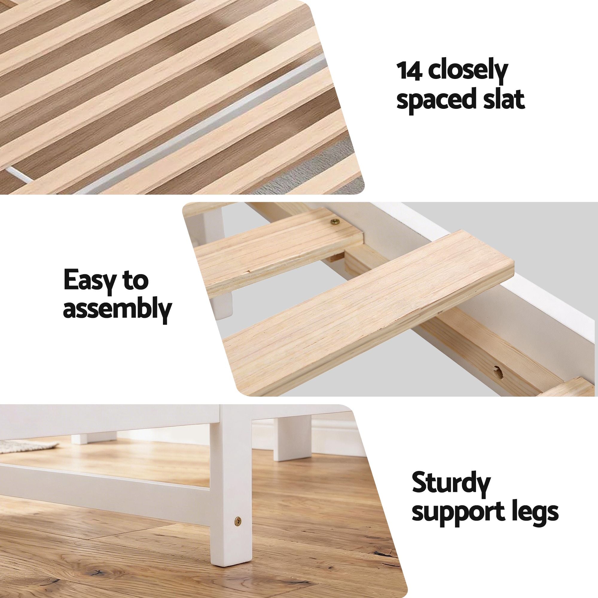 Single Bed Frame Storage Headboard Pine White | Simpledeals