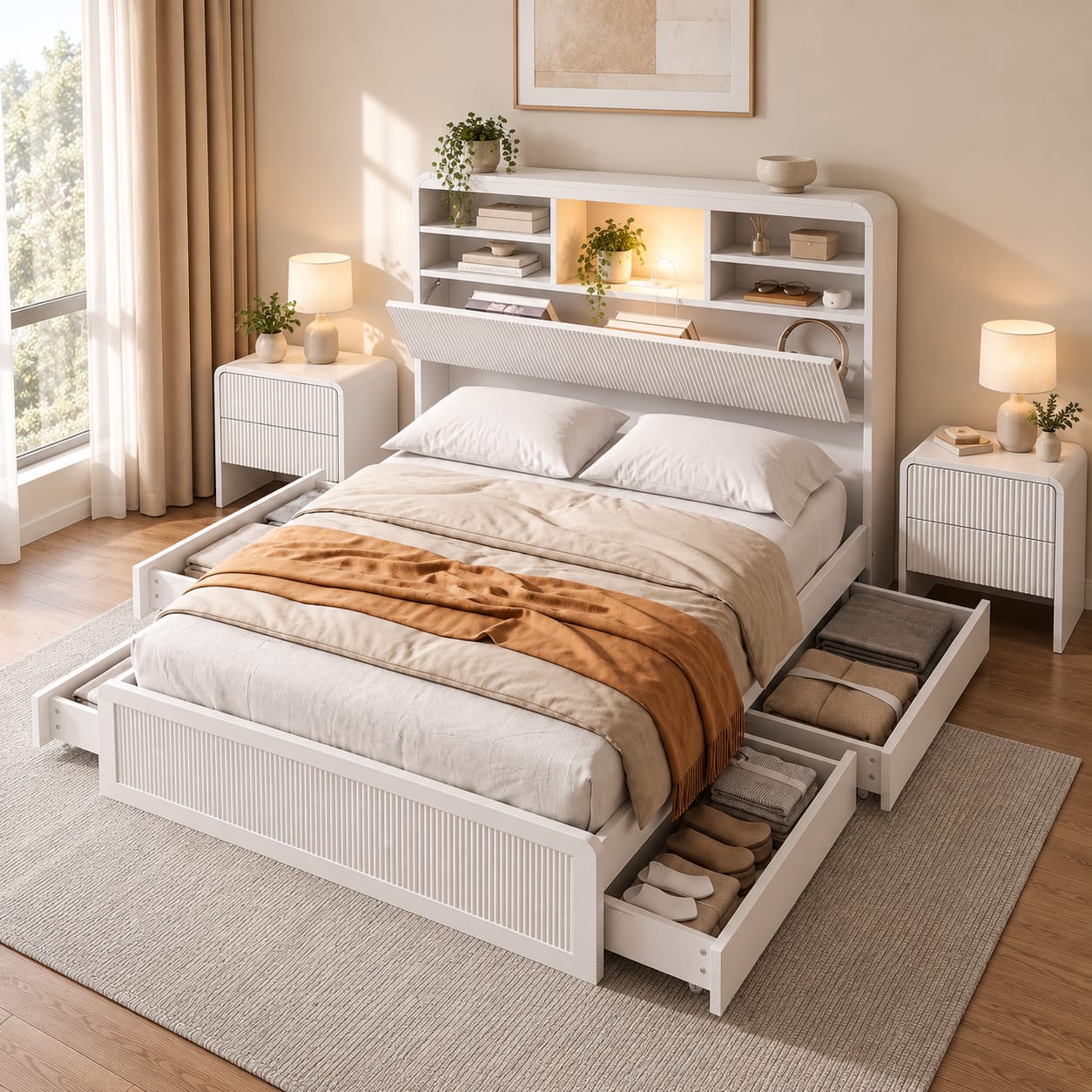 King Single Bed Frame Set 101x40x15cm