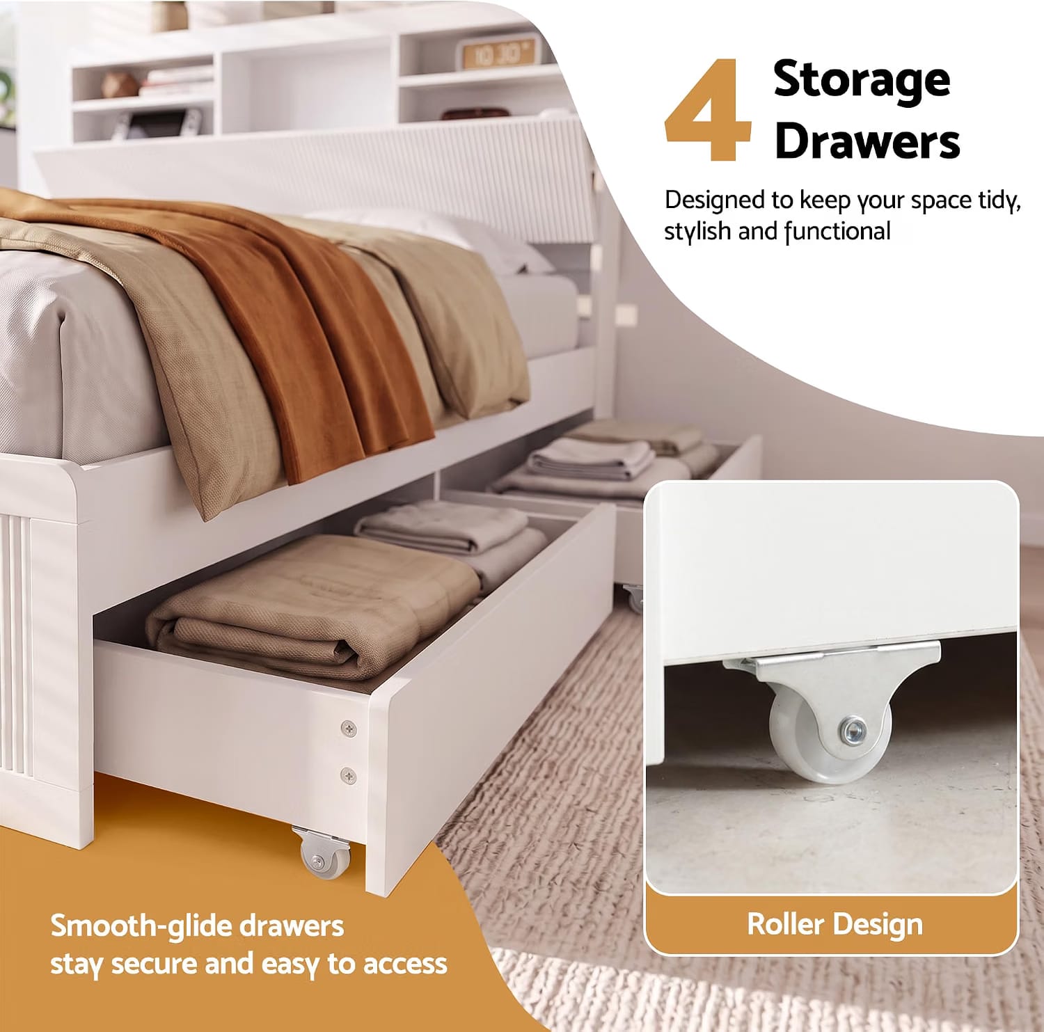 King Single Bed Frame Set 101x40x15cm