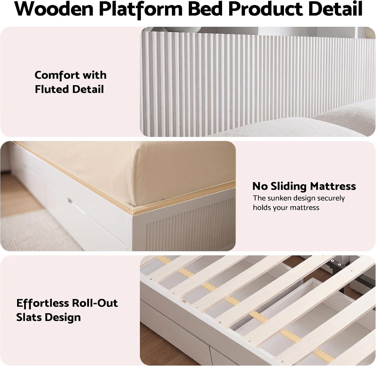 King Single Bed Frame Set 101x40x15cm