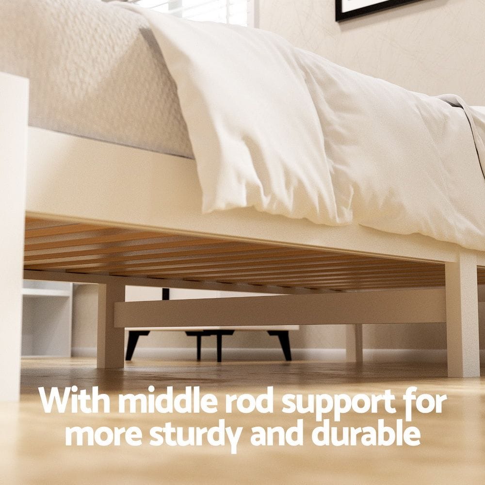 Single Bed Frame White Storage 198x98x69cm