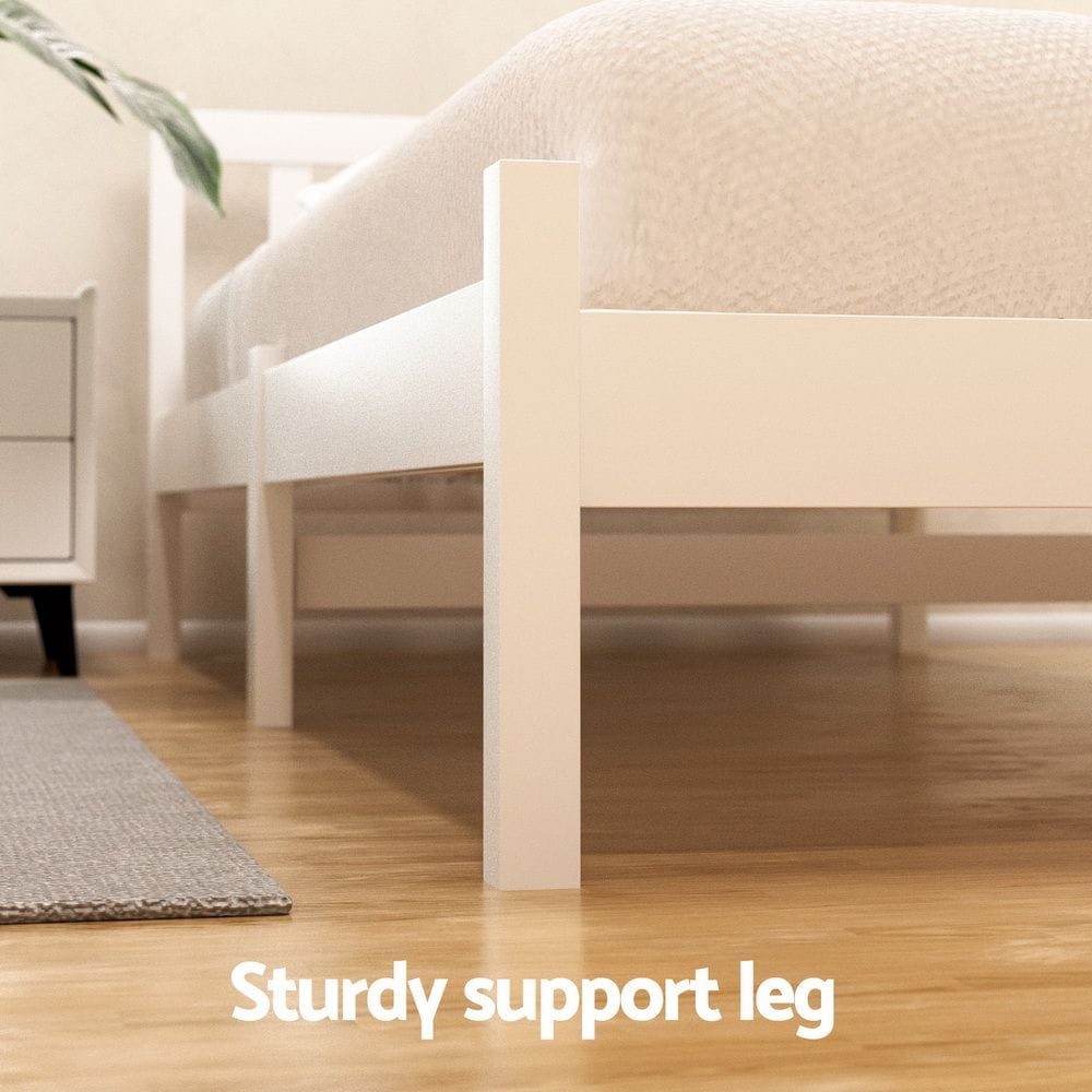 Single Bed Frame White Storage 198x98x69cm
