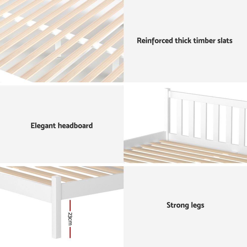 Single Bed Frame White Storage 198x98x69cm