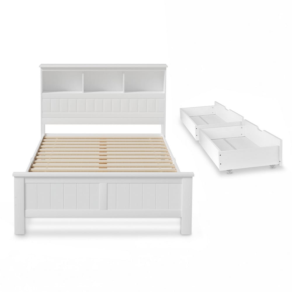 Double Bed Frame White Wooden 212x150x115cm