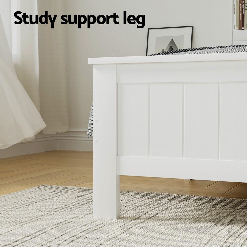 Double Bed Frame White Wooden 212x150x115cm