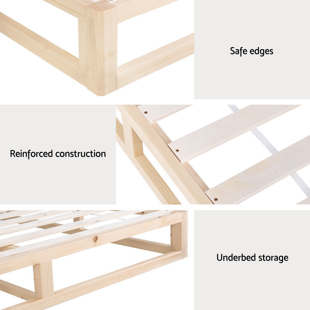 Bed Frame King/Queen Size Wooden Base Mattress Platform Timber Pine