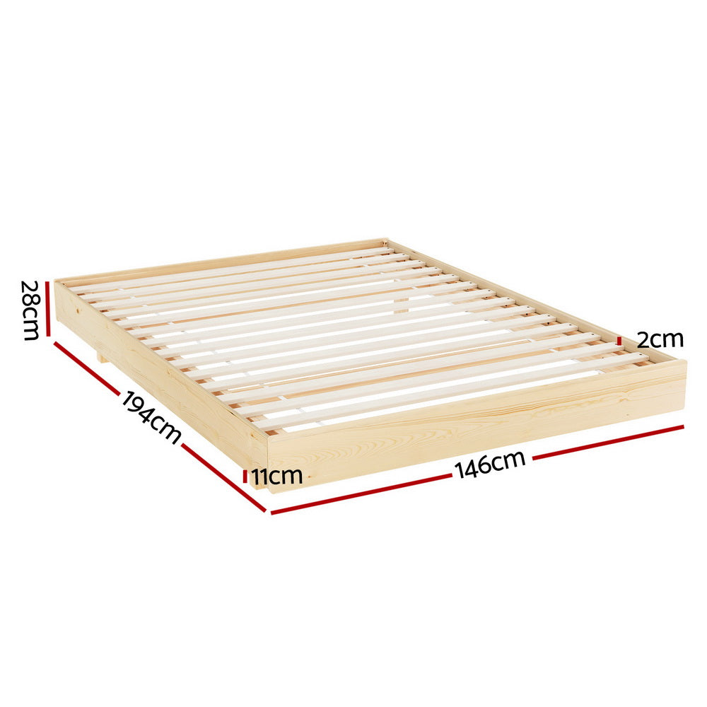 Bed Frame Double Size Floating Timber Platform With Wooden Mattress Base | Beds & Bed Frames
