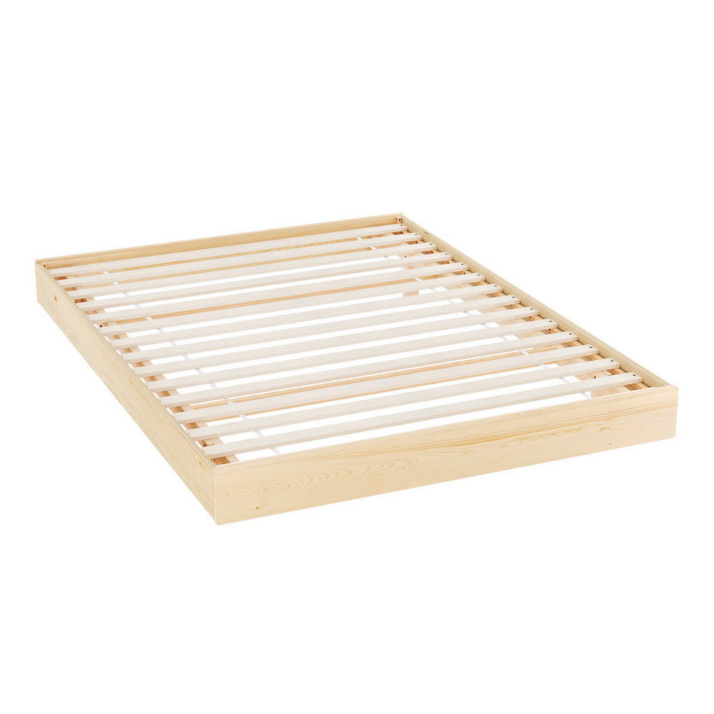 Bed Frame Queen Size Floating Timber Platform With Wooden Mattress Base