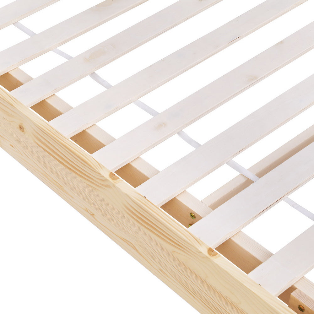 Bed Frame Queen Size Floating Timber Platform With Wooden Mattress Base