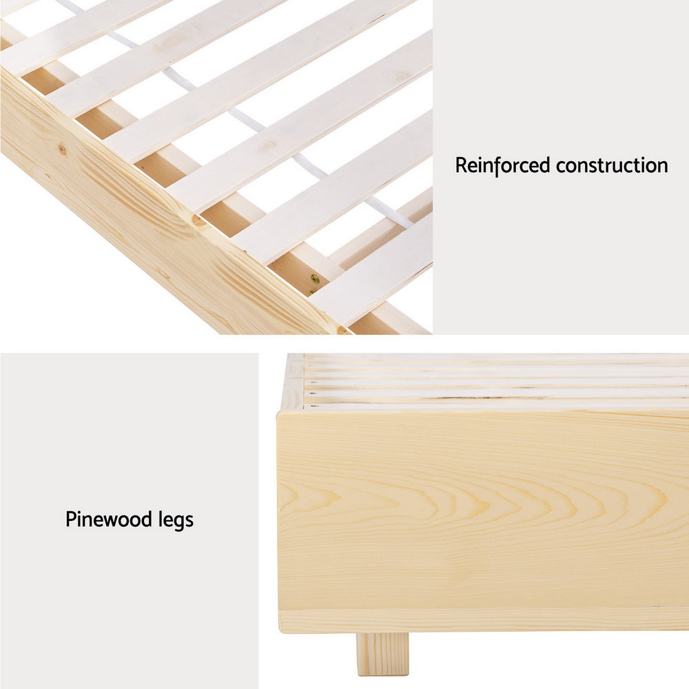Bed Frame Queen Size Floating Timber Platform With Wooden Mattress Base