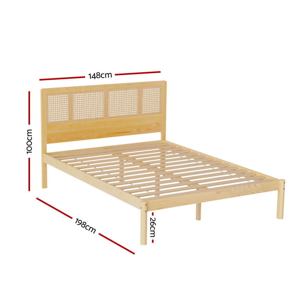 Bed Frame Queen Size Rattan Wooden RITA