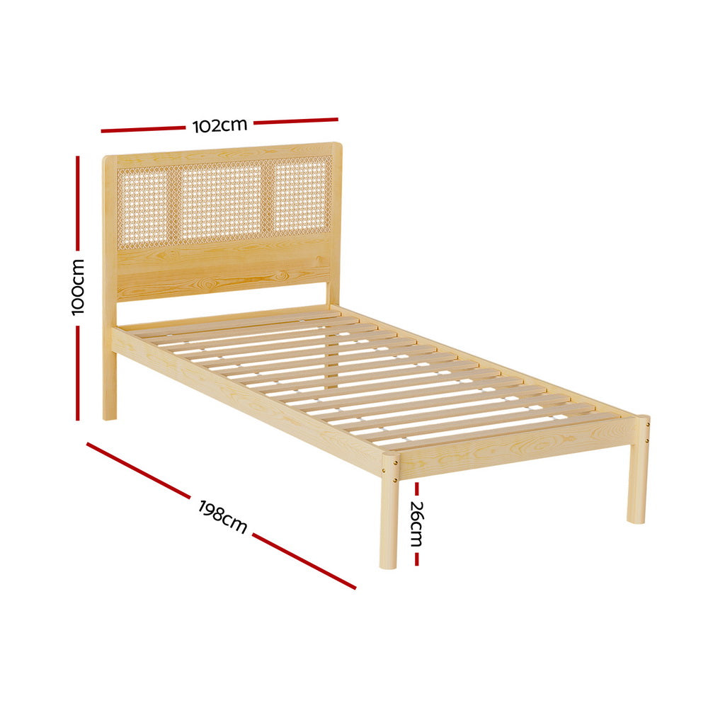Bed Frame Queen Size Rattan Wooden RITA