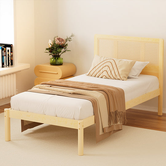 Bed Frame Queen Size Rattan Wooden RITA with Queen