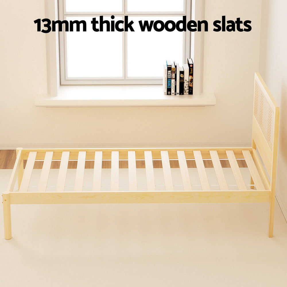 Bed Frame Queen Size Rattan Wooden RITA