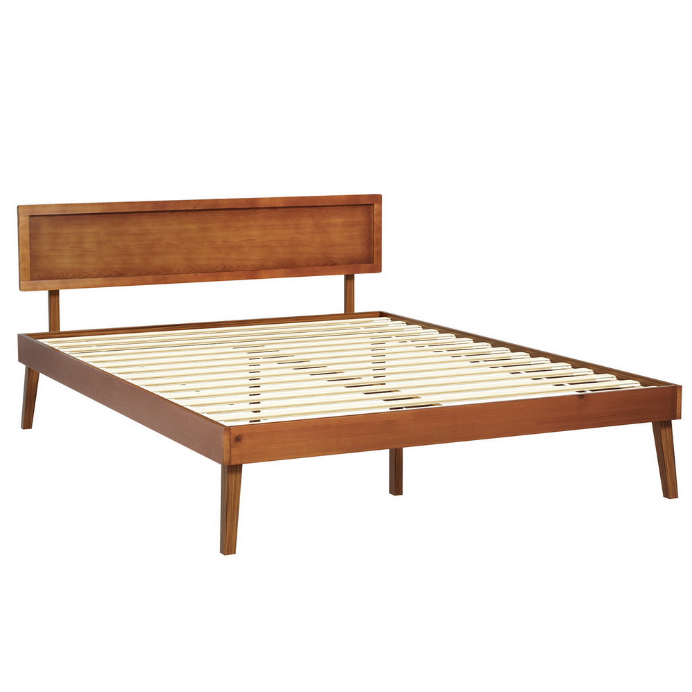 Bed Frame Queen Size Wooden Bed Base Walnut