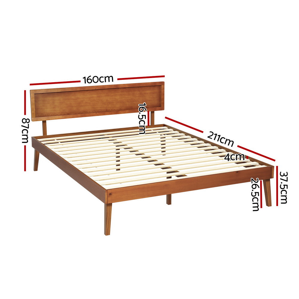 Bed Frame Queen Size Wooden Bed Base Walnut