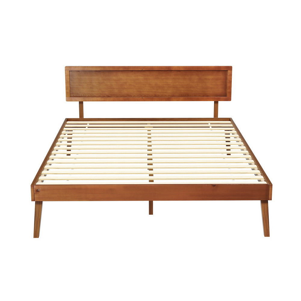 Bed Frame Queen Size Wooden Bed Base Walnut
