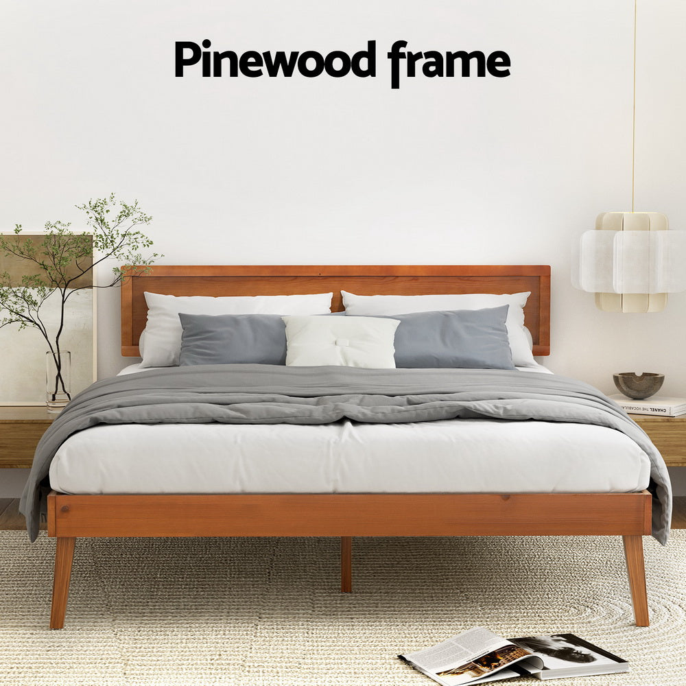 Bed Frame Queen Size Wooden Bed Base Walnut