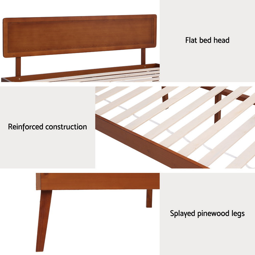 Bed Frame Queen Size Wooden Bed Base Walnut