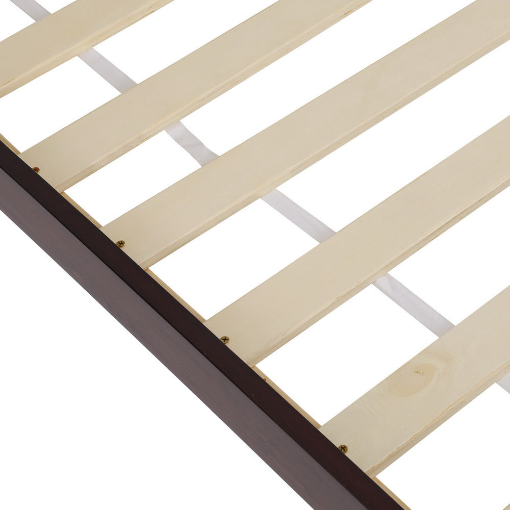 Bed Frame King Size Timber Platform With Walnut Finish Wooden Base