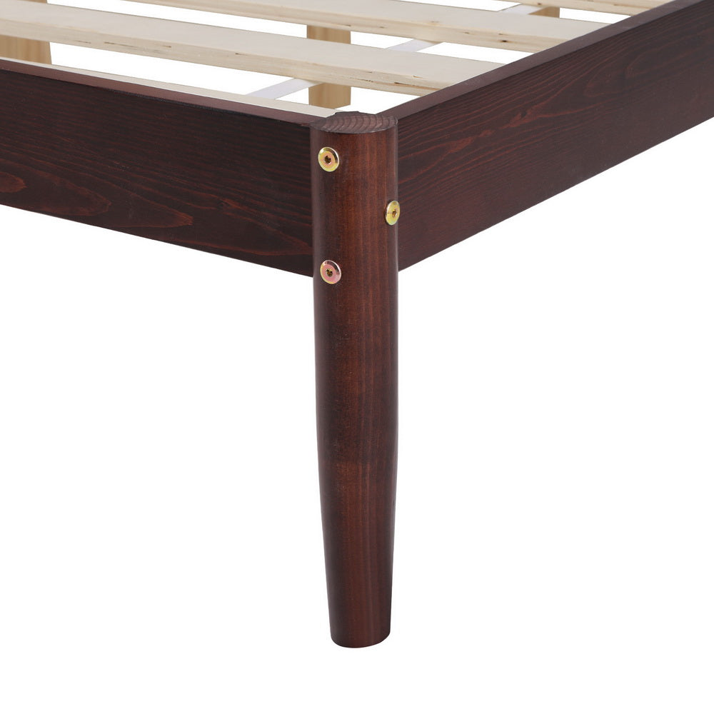 Bed Frame King Size Timber Platform With Walnut Finish Wooden Base