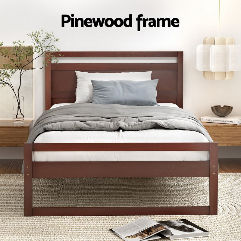 Walnut colour - Bed Frame King Single/Double/Queen Size Wooden Walnut
