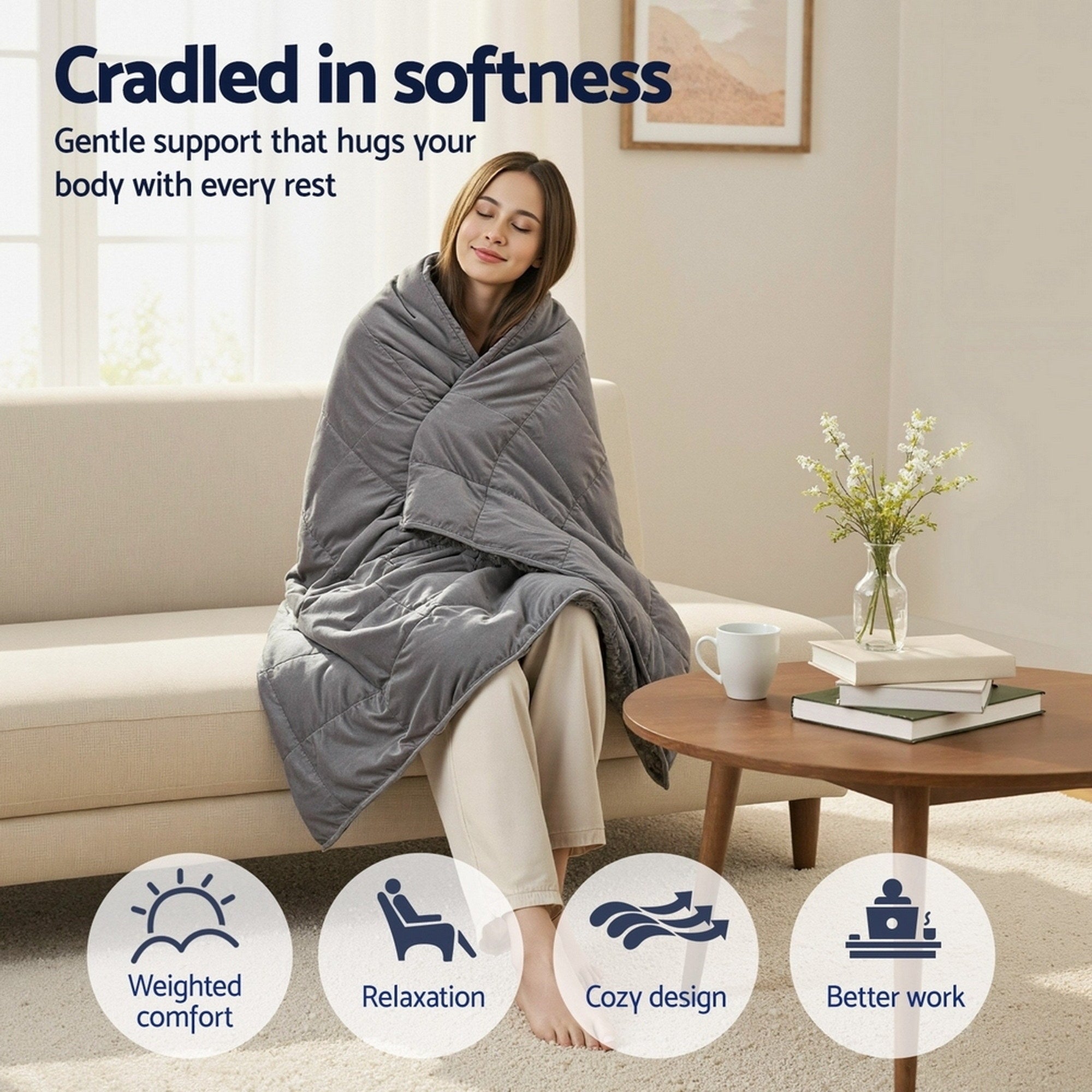 Grey Weighted Blanket 4.5KG Plush Sherpa and Fleece