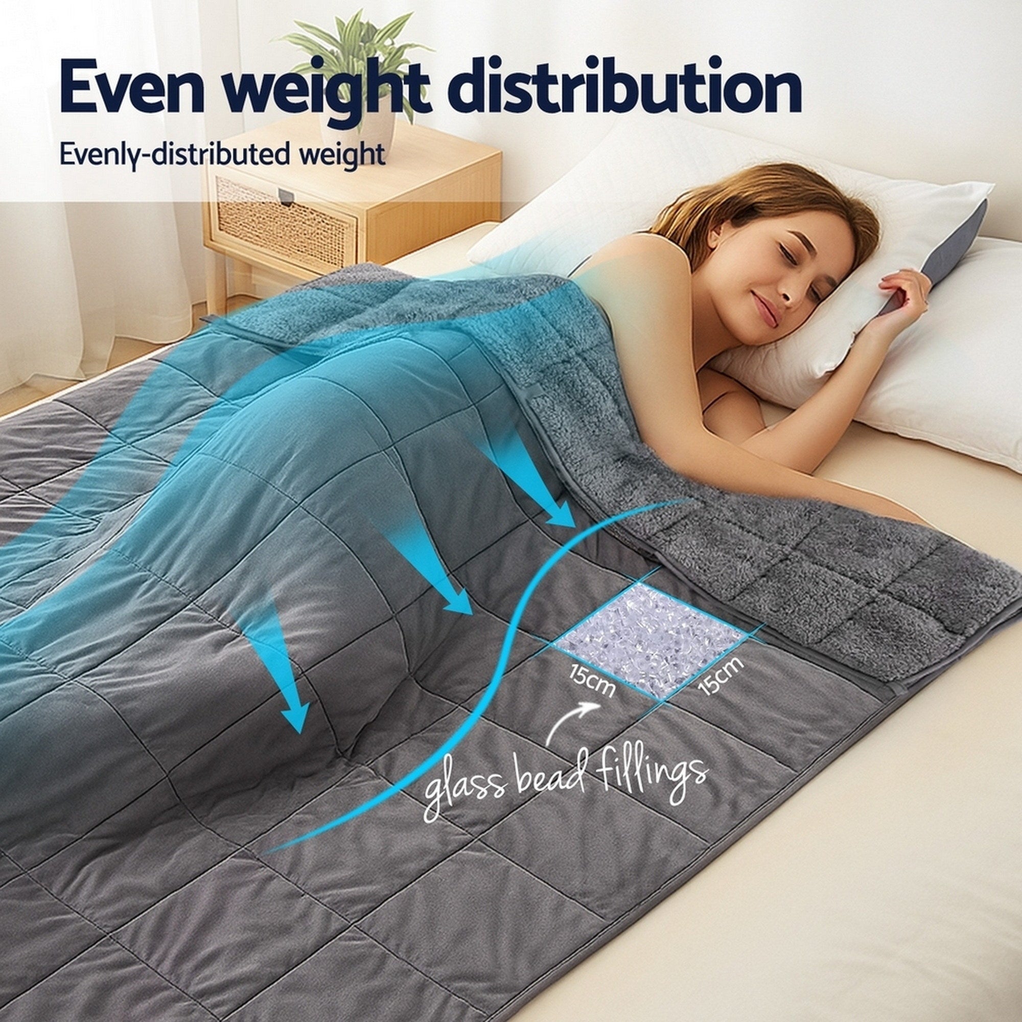 Grey Weighted Blanket 4.5KG Plush Sherpa and Fleece