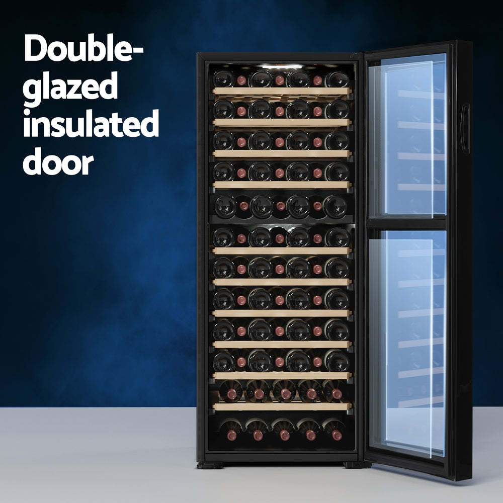 Wine Fridge Cooler Compressor Dual Zone 80 Bottles