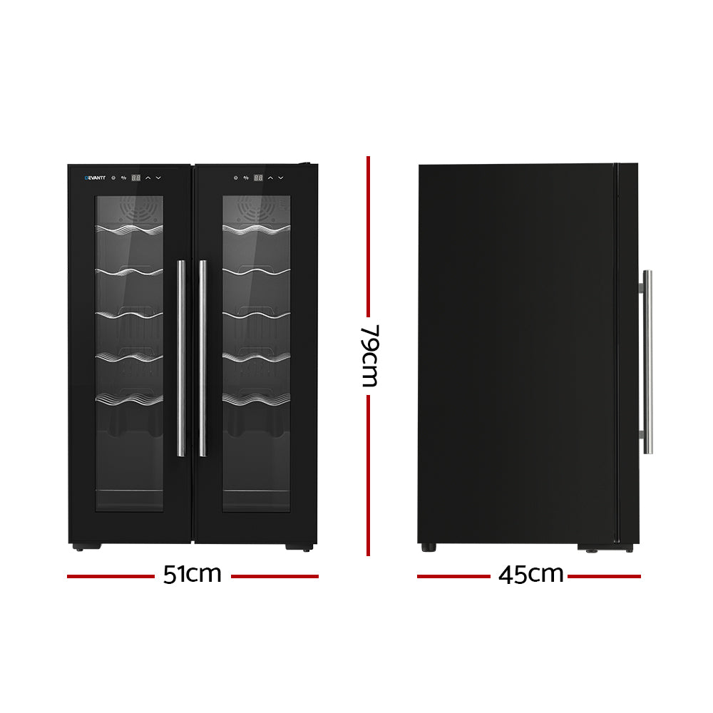 24 Bottle Dual Zone Wine Cooler Fridge Temperature Controlled Storage