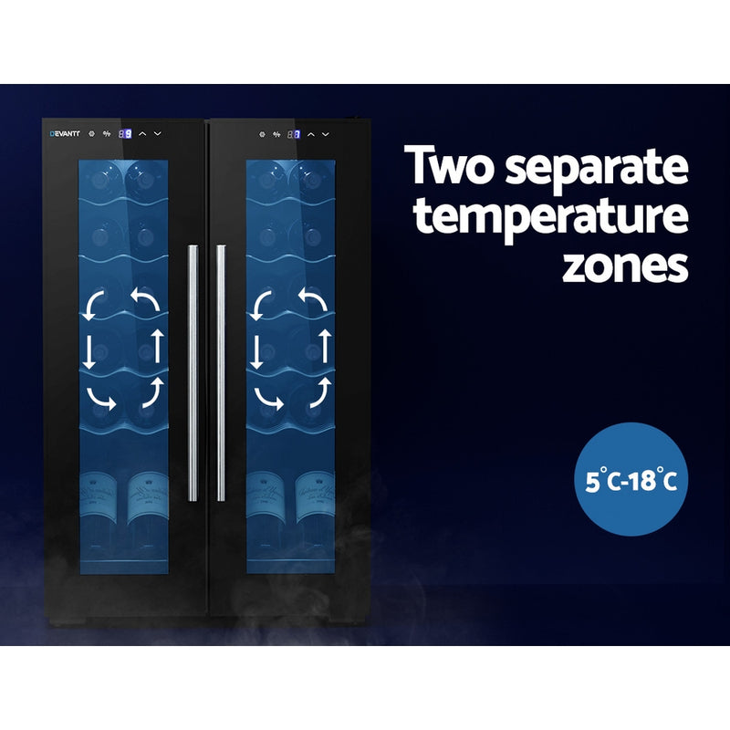 24 Bottle Dual Zone Wine Cooler Fridge Temperature
