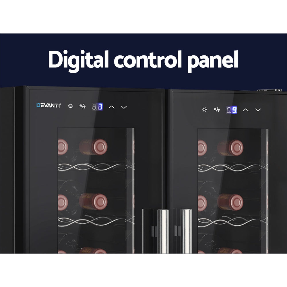 24 Bottle Dual Zone Wine Cooler Fridge Temperature Controlled Storage