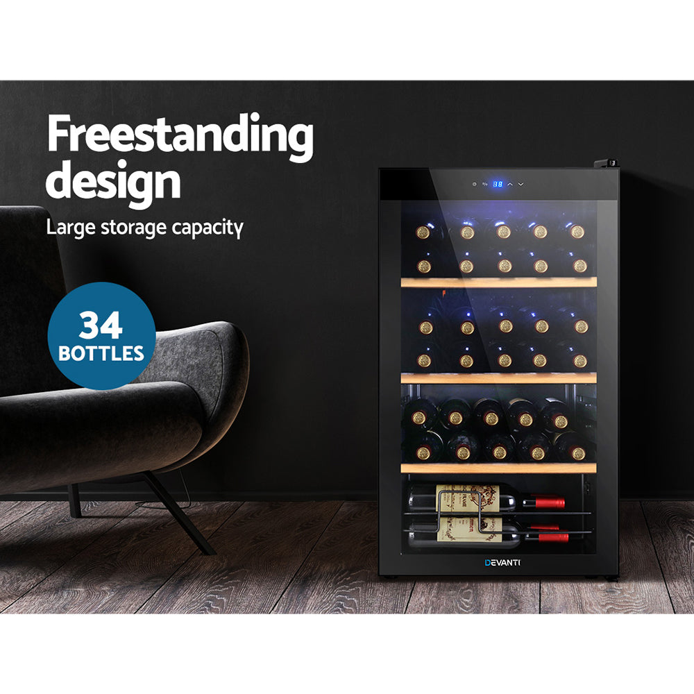34 Bottle Wine Fridge Cooler Compact Wine Storage Mini Refrigerator