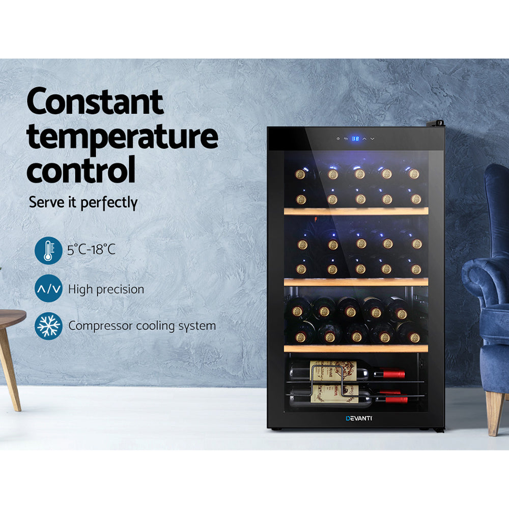 34 Bottle Wine Fridge Cooler Compact Wine Storage Mini Refrigerator