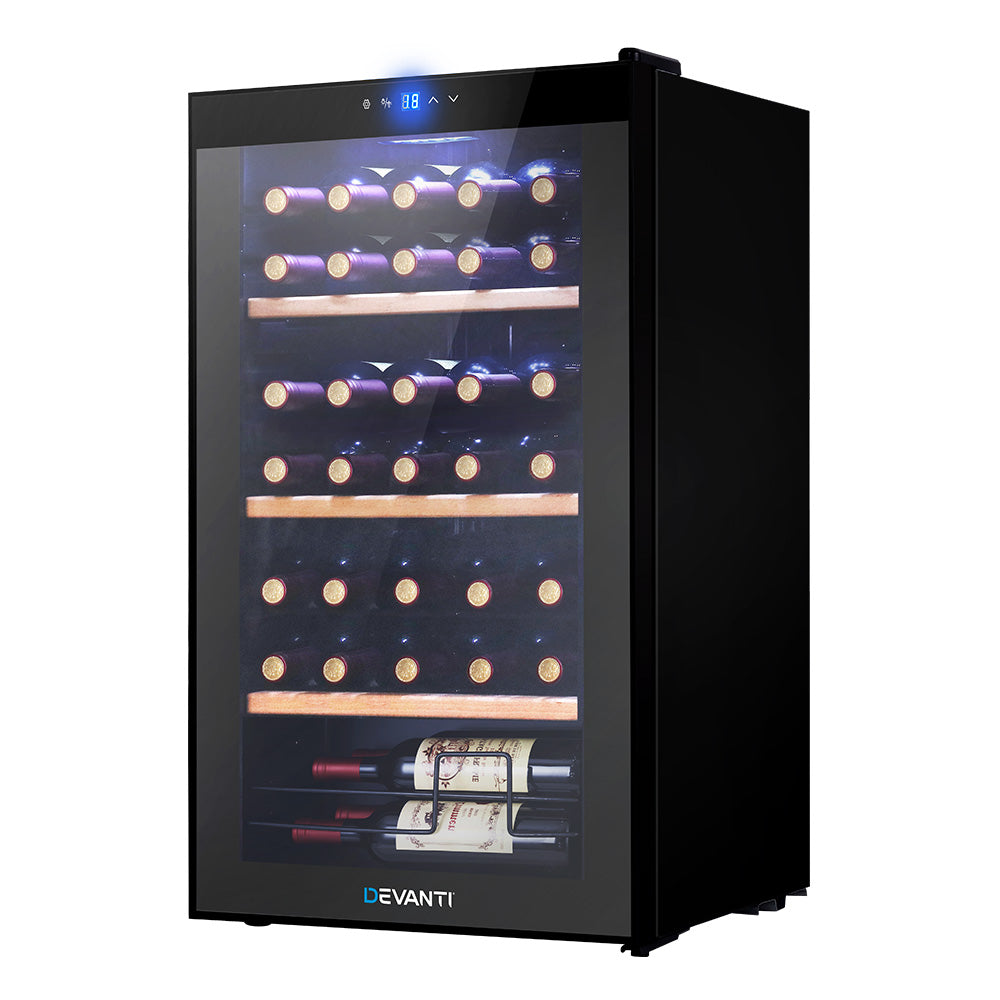 34 Bottle Wine Fridge Cooler Compact Wine Storage Mini Refrigerator