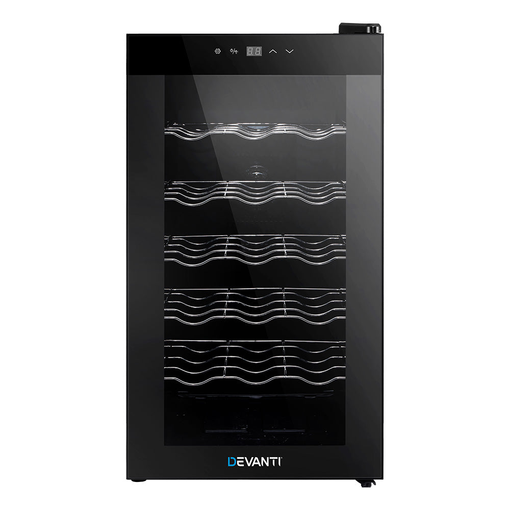 Devanti Wine Fridge  Cooler 18 Bottles Glass Door Beverage Cooler Thermoelectric Fridge Black