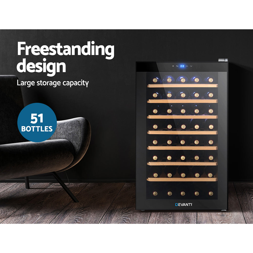 Wine Fridge Cooler 51-Bottle Capacity with Temperature Control
