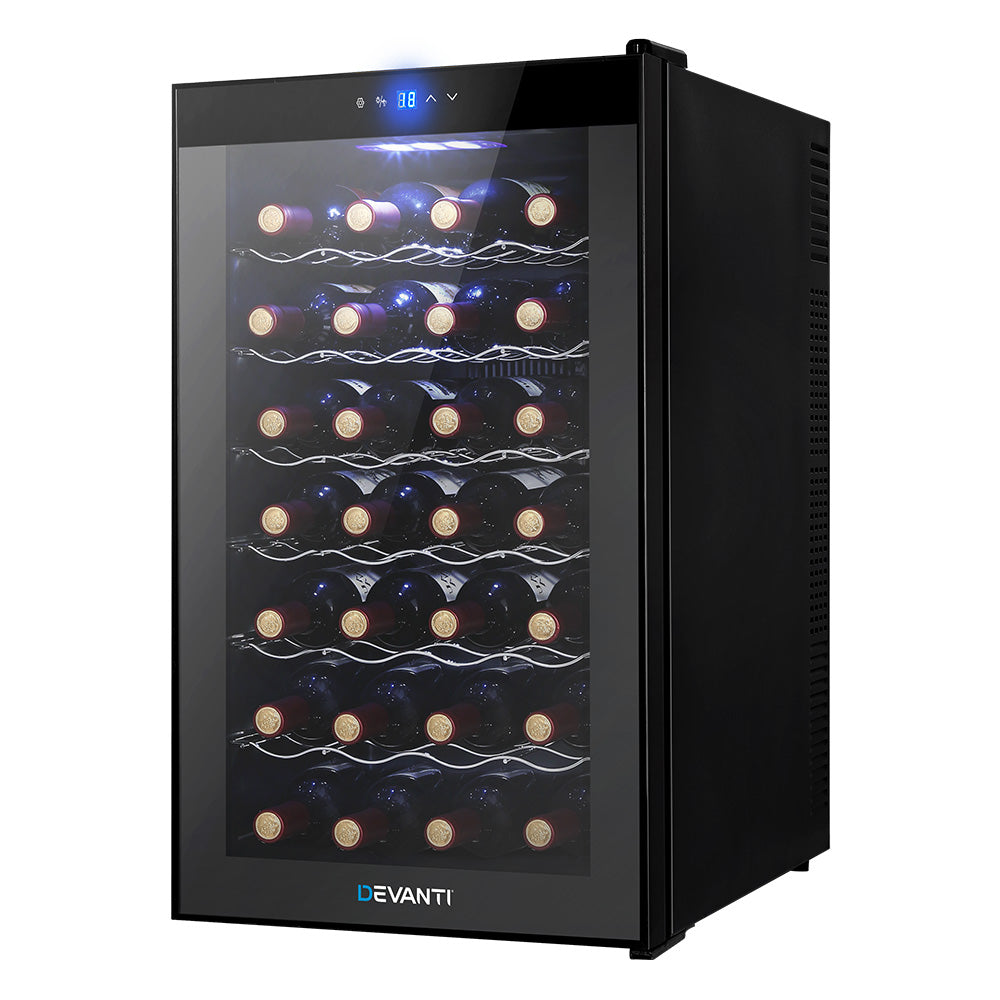 28 Bottle Wine Fridge Cooler Compact Temperature Controlled Storage Cabinet