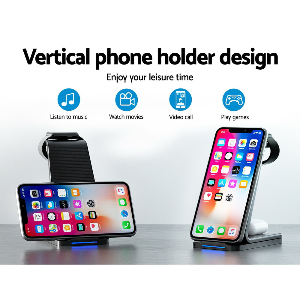 3 In 1 Wireless Charger Dock 15W Fast Charging Stand