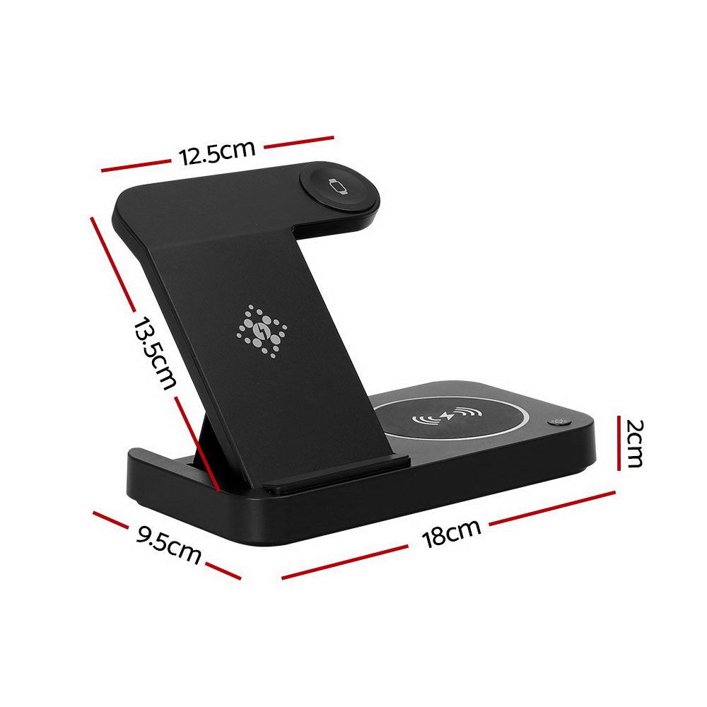 4-In-1 Wireless Charger Station Fast Charging For Phone Black, Black colour