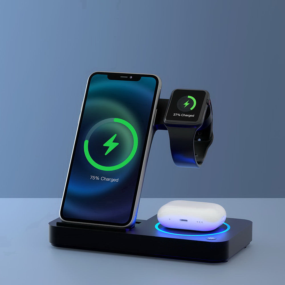 4-In-1 Wireless Charger Station Fast Charging For Phone Black | Black colour