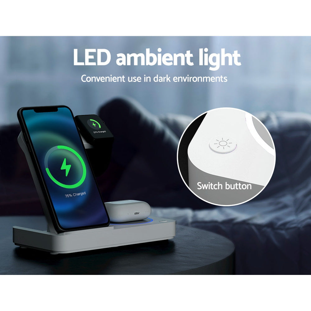 Phone Chargers - 4-In-1 Wireless Charger Dock Fast Charging For Phone White