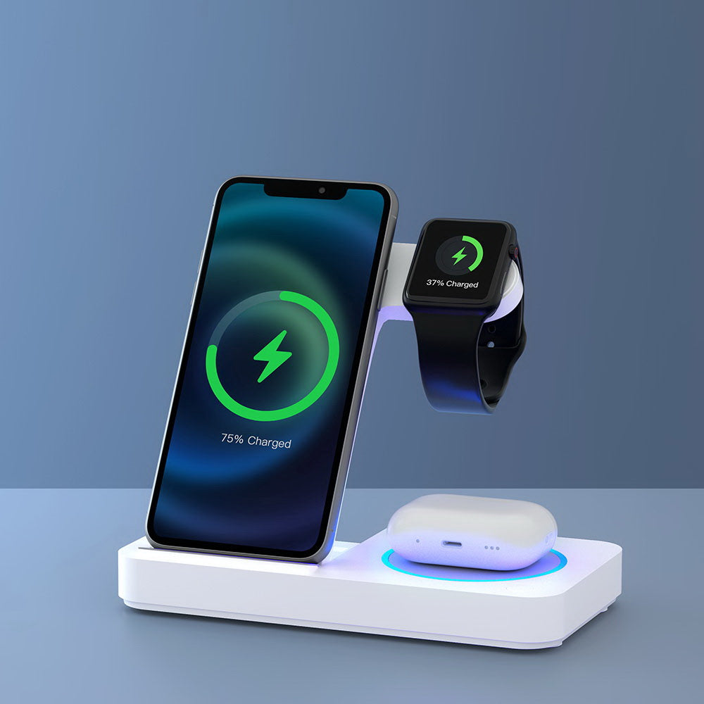 4-In-1 Wireless Charger Dock Fast Charging For Phone White | White colour